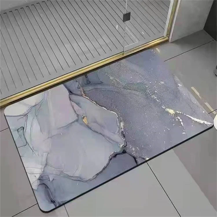 Marble Pattern Printing Quick Drying Bathroom Mat Home Decoration Absorbent Diatom Mud Bath Mat