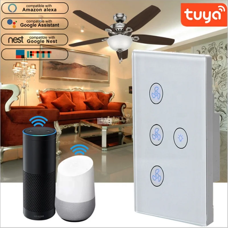 TUYA Smart Life App Remote Control  Smart WiFi Ceiling Fan Light Switch compatible with Alexa