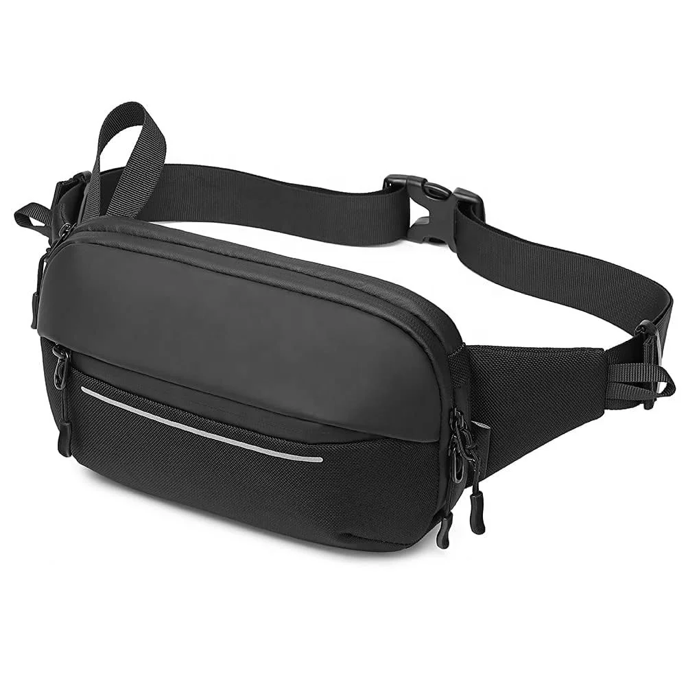 Unisex Sport Waist Bag for Men Multi-Pockets Lightweight Water-Resistant Chest Bag with Zipper Closure