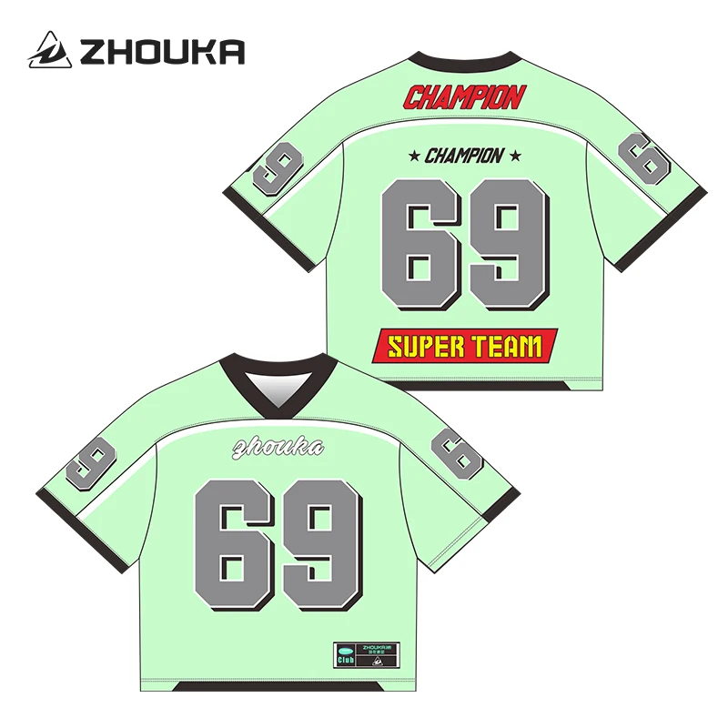 Custom Sublimation Retro Vintage Boxy Cropped Soccer T-shirt  Mesh Street sports Jersey Style V-neck Net Football Shirt Tops