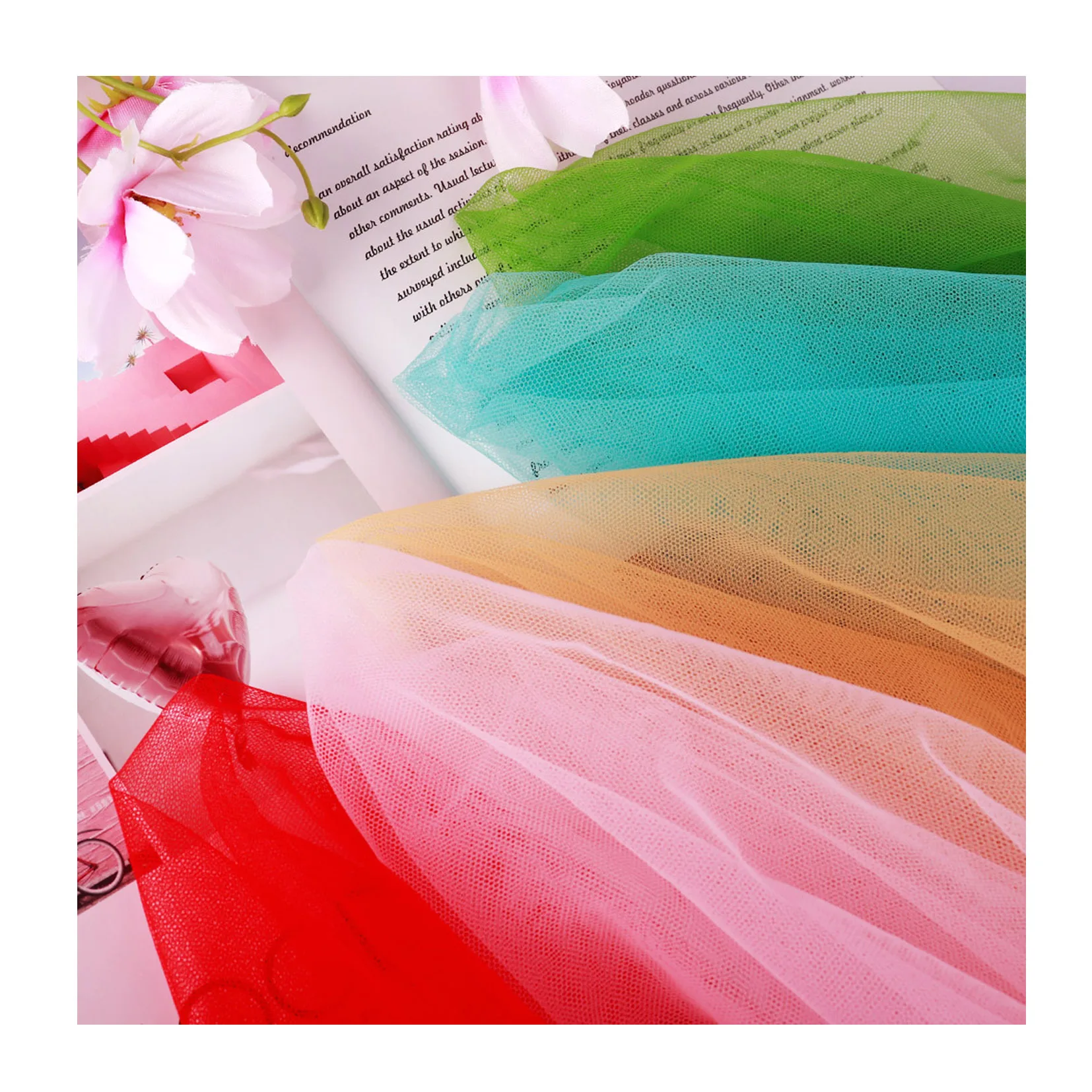 Polyester Bridal White Tulle Fabric Wedding Dress Stiff Tulle Rolls Tulle For Dresses