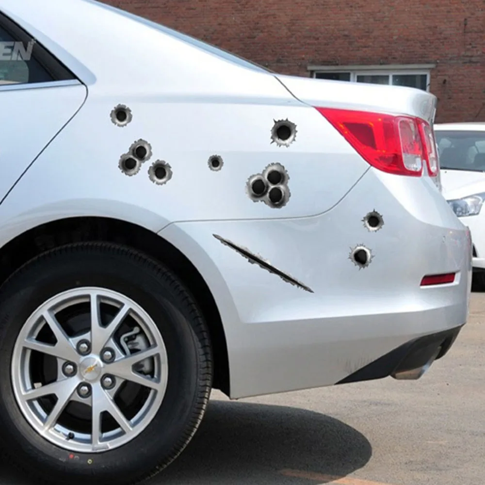 Custom PVC VInyl Sun UV Proof Decorative Shothole Adhesive Car Body Decal Door Stickers with Printing Logo for Car