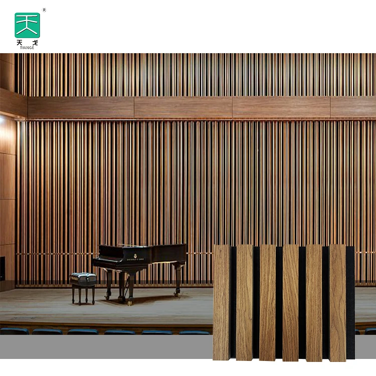 TianGe Public Place Wall And Ceiling Decorative Custom Akupanel Wooden Slat Acoustic Panels
