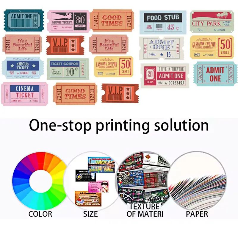 Stock 65mmx156mm 2000 Raffle Colorful Lottery Arcade Double Side Game Redemption Sheet Ticket Rolls for Concerts Party Coupon