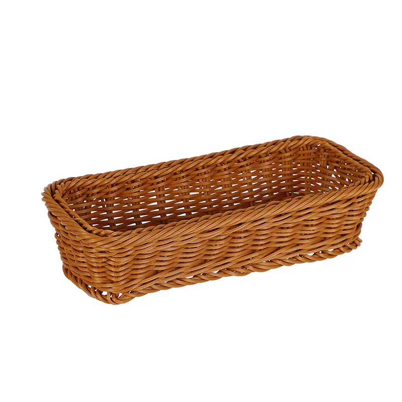 Creative Rectangular PP Rattan Basket High-End Hotel Restaurant Kitchen Tableware Storage Knives Forks Woven Baskets