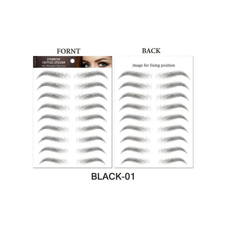 6D temporary disposable water transfer imitated ecological eyebrow tattoo sticker eyebrow tattooing custom design 10 pairs