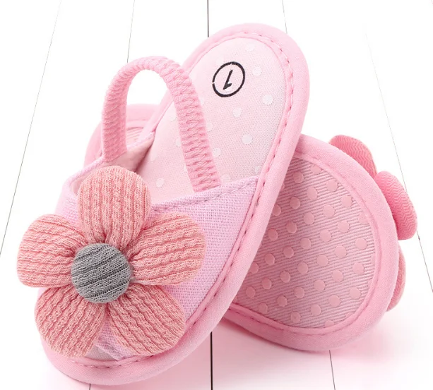 Baby sandals flower soft sole cotton baby slippers indoor newborn baby shoes