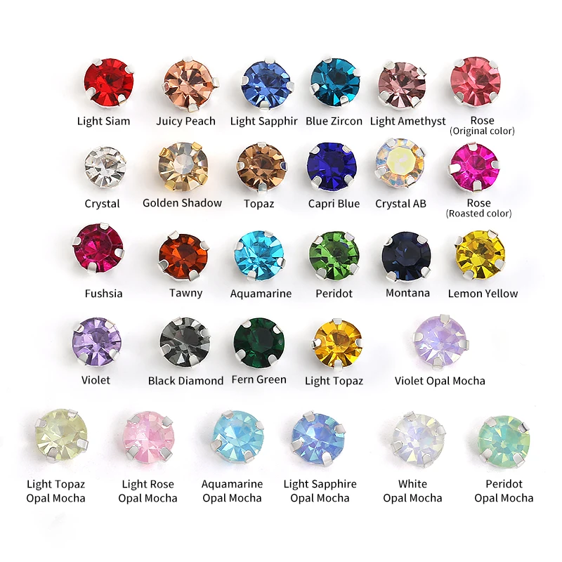 Xichaun SS16-SS40 Round Shape Glass Crystal Setting Sew On Rhinestones With Claws Many Colors DIY Accessories