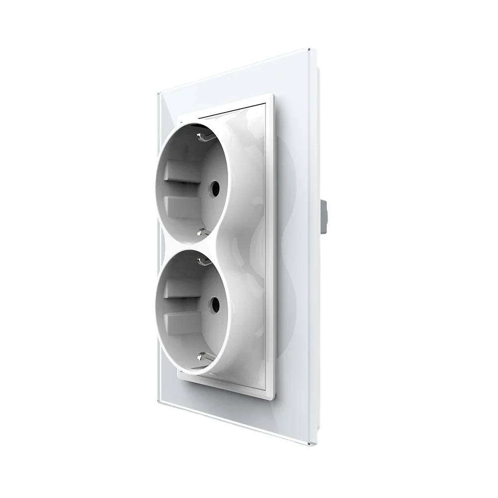 LIVOLO european plug adapter,16a electrical wall socket supplies,multi accessories,double type f,with tempered glass