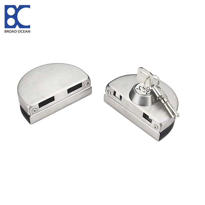 Коммерческий Бескаркасный стеклянный раздвижной замок для главной стеклянной двери из нержавеющей стали с