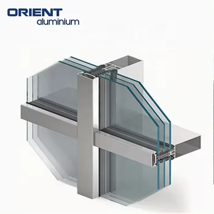 Commercial High-rise Building Aluminum Curtain Wall System With Energy Saving Soundproof Tempered Glass