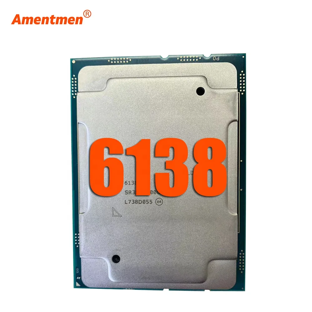 for Xeon Gold 6138 Processor Server CPU 20 Cores 40 Thread 27.5M 125W Cache, 2.00 GHz CD8067303406100 SR3B5 Secondhand
