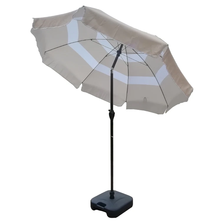 
Patio Beach Waterproof Steel 7.5Ft White Striped Garden Umbrella 