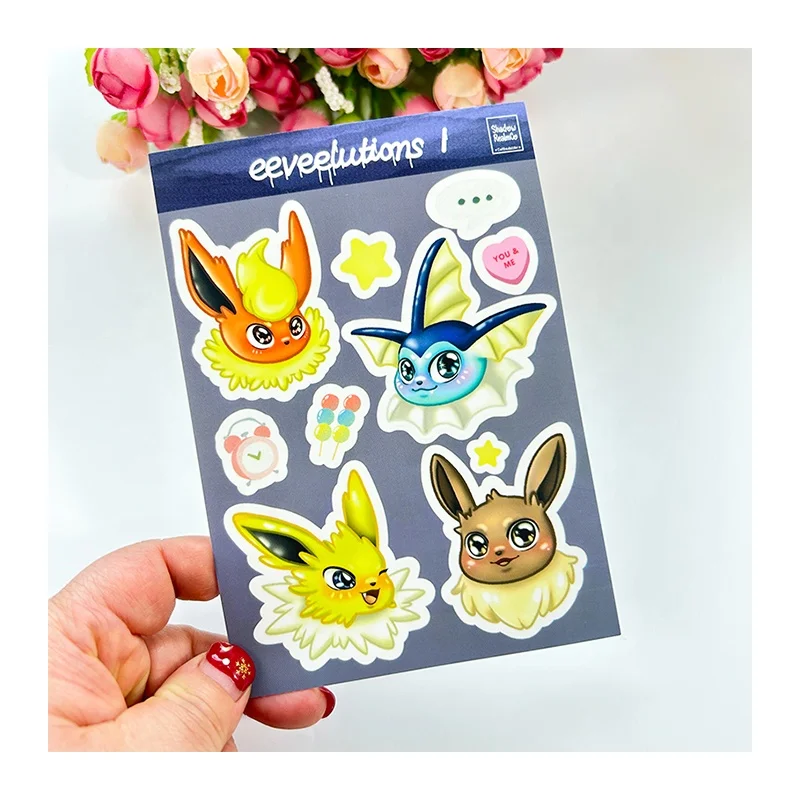 Cute Kawaii Anime Cartoon Vinyl Waterproof Kids Notebook Journal Laptop Stickers Sheets Custom Kiss Cut Sticker Sheets