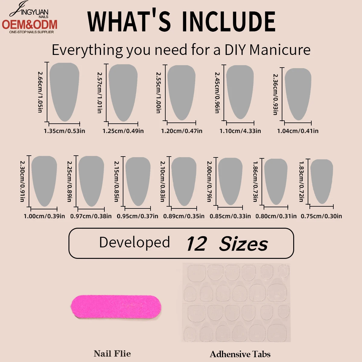 Jingyuan 2024 new Almond Nail Tip Artificial Christmas Nail Art DIY Popular Model for Finger Nail Patch