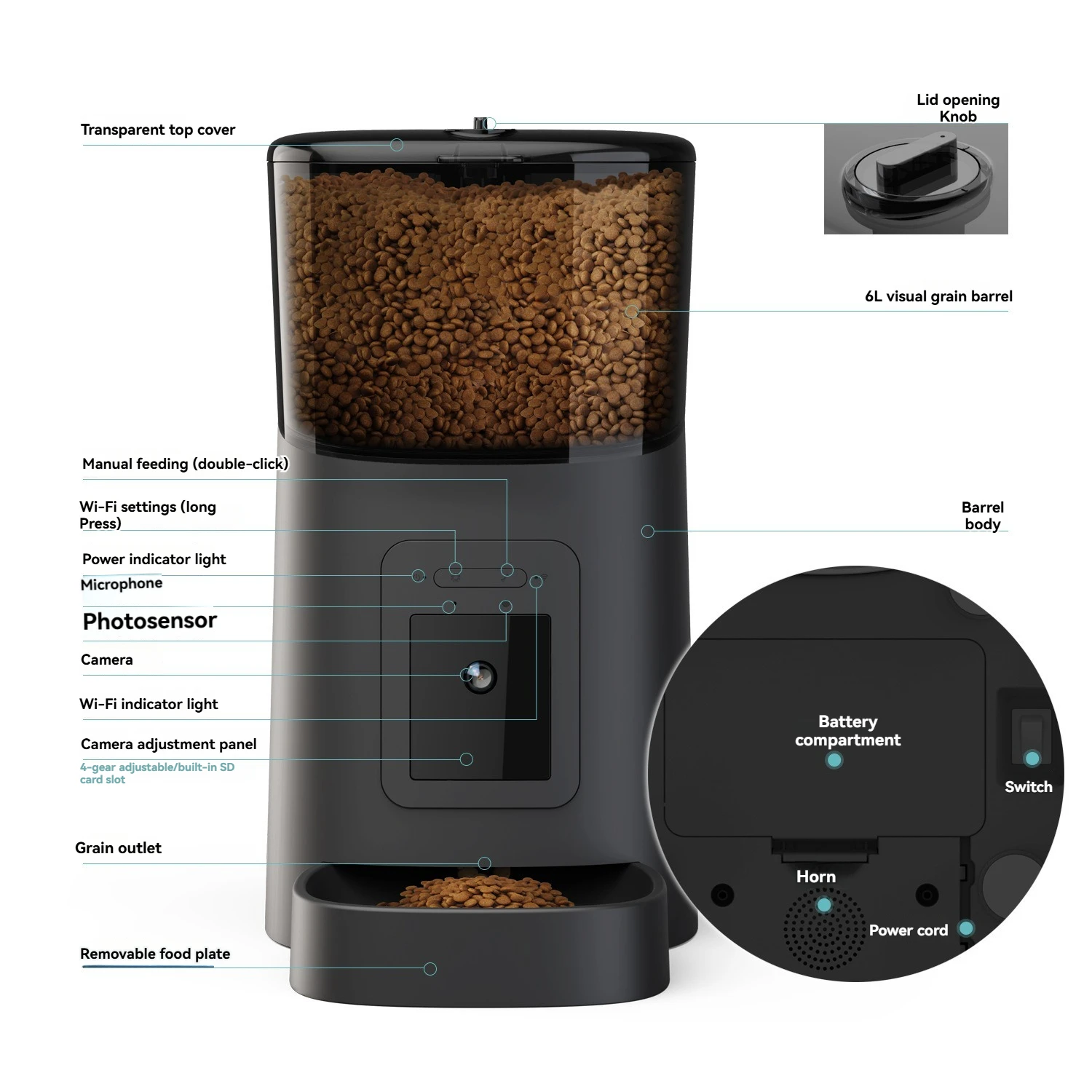 Professional Customization Phone Control Cat Automatic Feeder Bowl Smart Dog Food Feeder Smart Pet Food Dispenser
