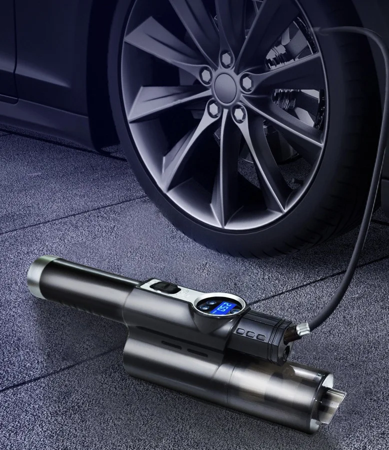Cheapest 12V DC with LCD Pointer Display and LED Light Car Vacuum Cleaner Tire Inflator 4-in-1 Portable Vacuum Cleaner for Car