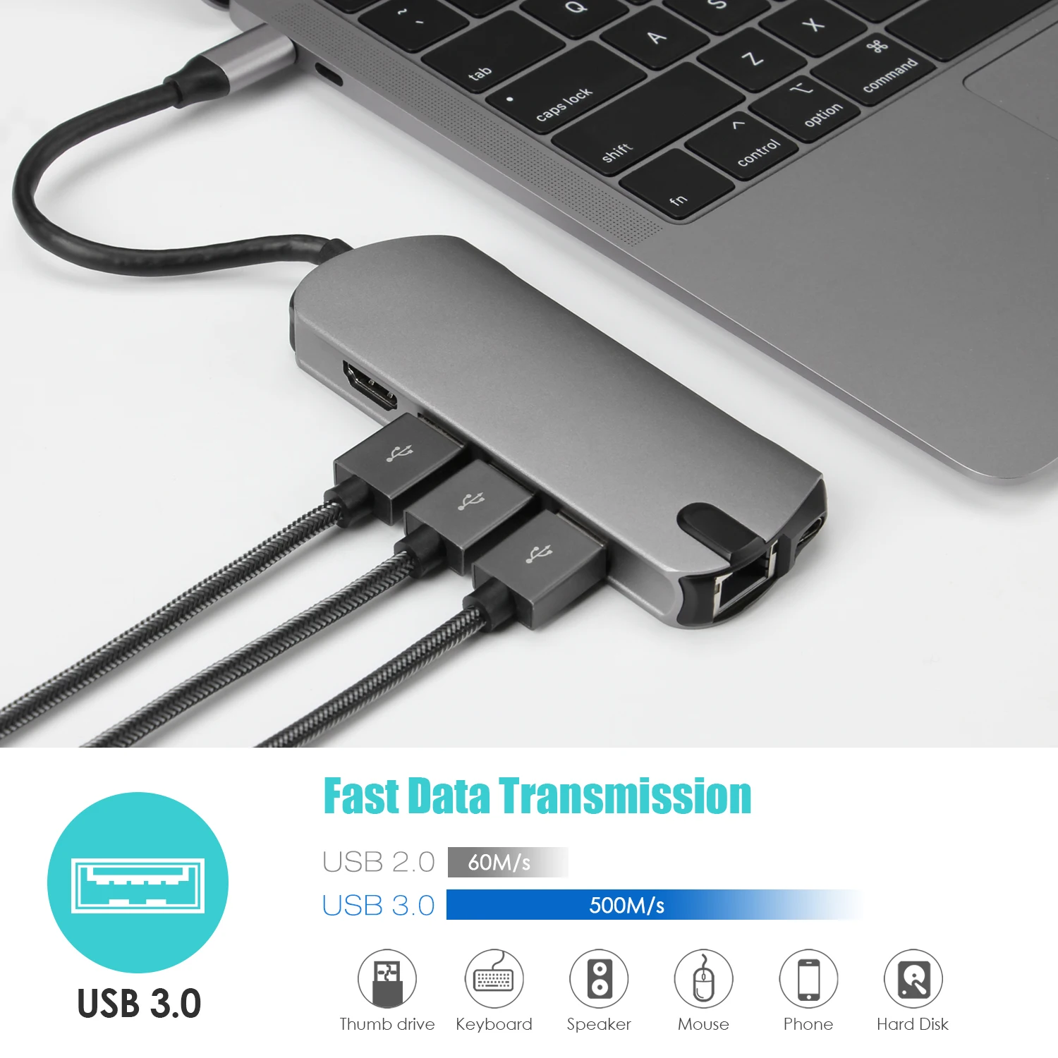 for android ios macbook pro dell hp usb c docking station usb type c hub 8 in 1 smart multifunctional desktop docking station