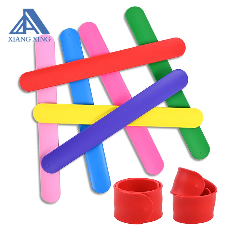 New Arrival Retail Funny 14 Colors Solid Color Silicon Rubber Slap Snap Bracelet For Wristbands In Stock