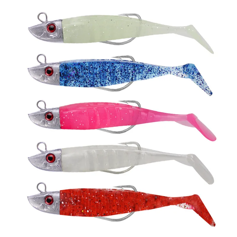 8cm/8.5g Jigging Soft Bait Fishing Lures Lead Head Jig Fish T Tail Sea Bass Crank Hook Bionic Bait Lure