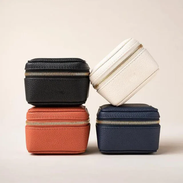 wholesale jewelry earing small case 2 individual sleeves Storage Case zipper faux leather jewelry box