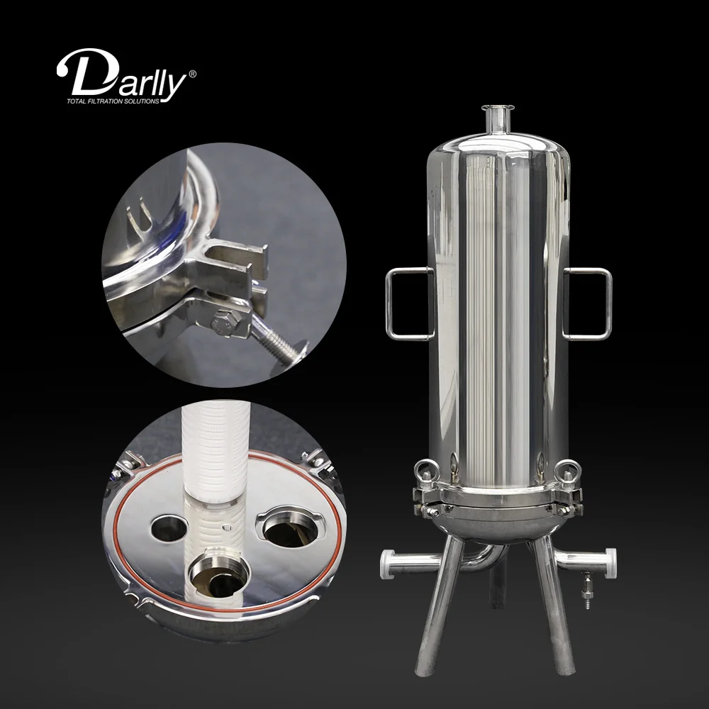 Absolute Filtration Efficiency Cartridge Filter Housing 10 Inch Sanitary Filter Housing Stainless Steel For Water Filtration