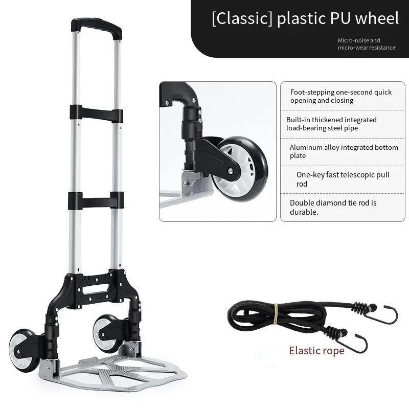 150kgs Loading Stair Climbing And Folding Warehouse Hand Truck Aluminum Luggage Trolley Cart With 3 Wheel