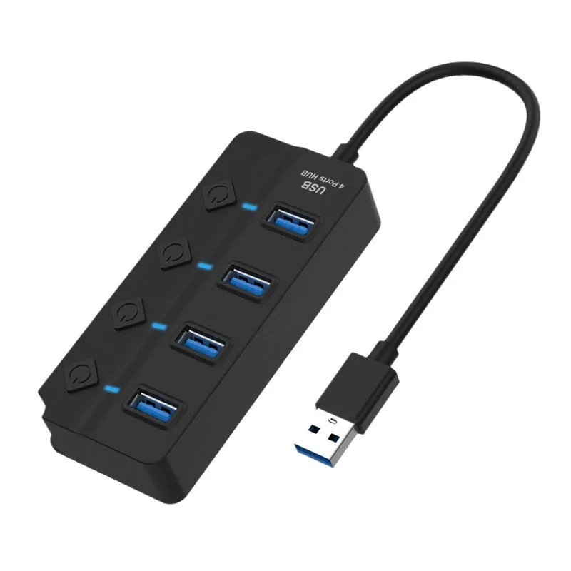 cantell 4 Ports 7 ports USB2.0 Hub independent Switch and LED light Splitter Adapter