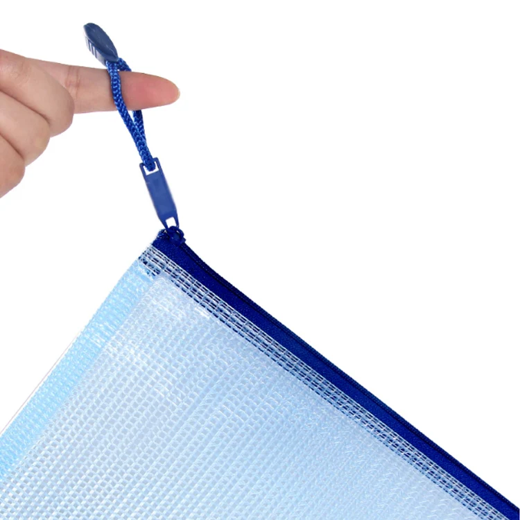 High Quality Reusable PVC mesh envelope document storage bag A4 zippered mesh file bag file folder pouch bag
