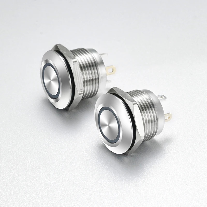 12mm Black With Wires Power Illuminated Waterproof 12v 5a Wholesale Non Latching Led Push Button Switch
