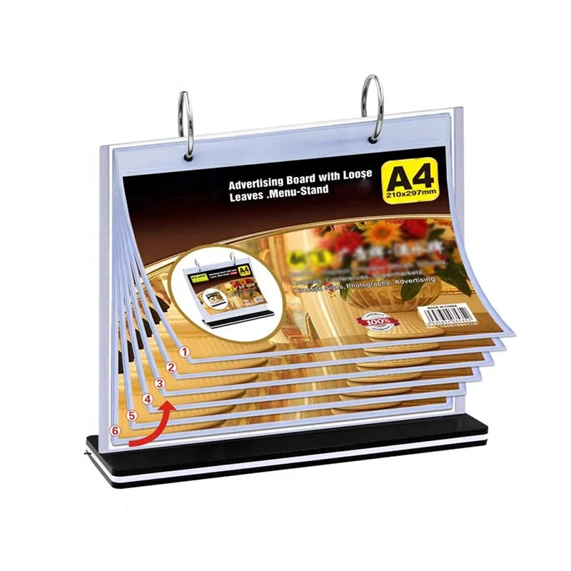 Wholesale hot sale firm clear acrylic a4 paper  sign poster table menu holder  frameless
