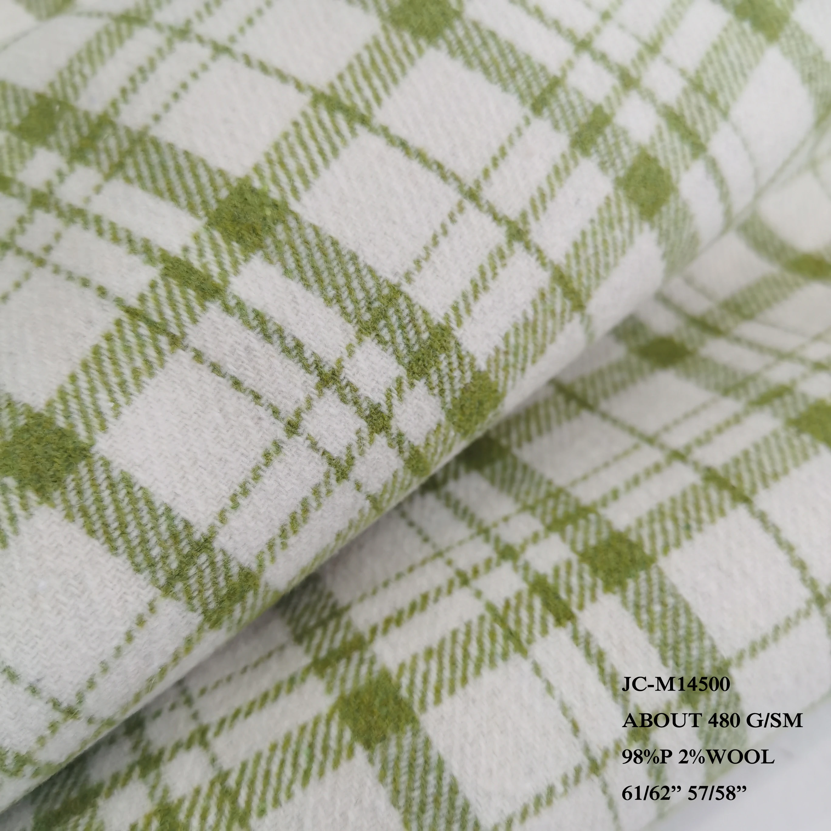 Polyester   Plaid Checks Woven Woolen Yarn Dyed Tweed Winter Fabric For Coat