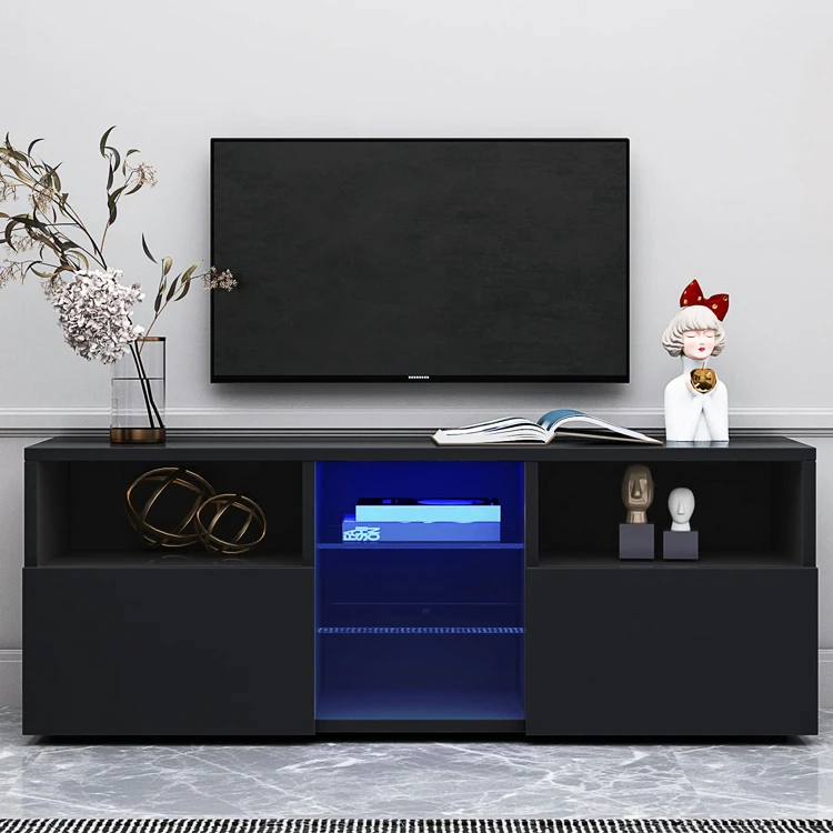 Entertainment Center Living Room Furniture Wooden Storage Drawer Media Television Table Cabinet LED Light TV Console Stand