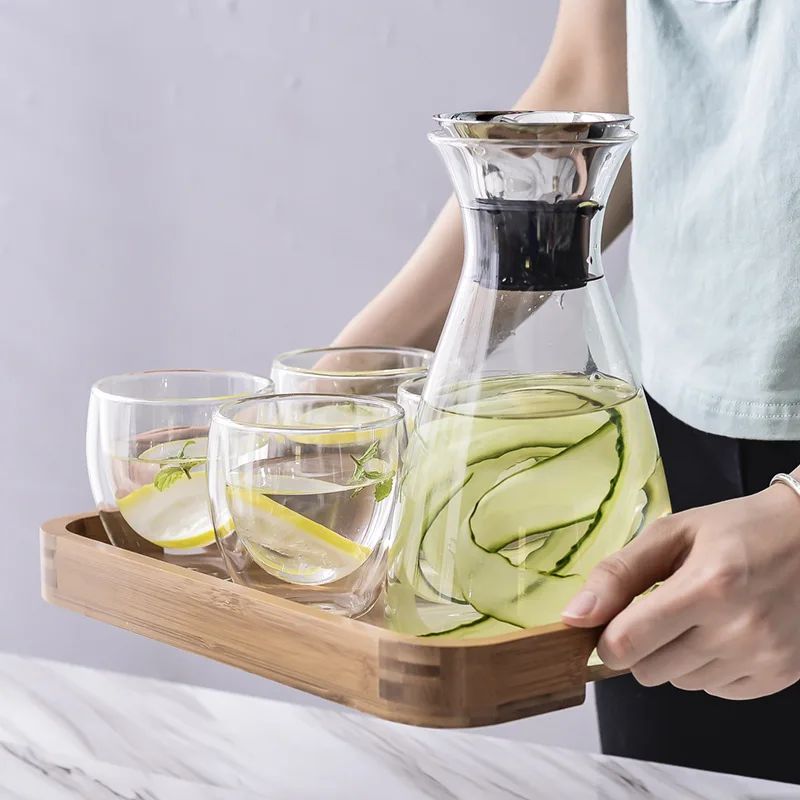 SIYUE 1L Glassware Set Borosilicate Juice Jug beer glass coffee tea pot cup mug set Drinking Pitcher Container wholesale 9655
