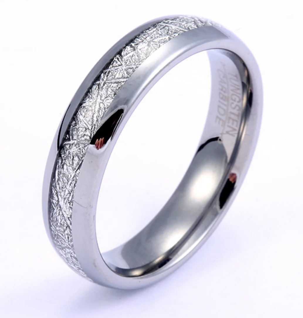 China Made Fashion Aerospace Grade Titanium Authentic Gibeon Meteorite Ring Czech Meteorite Tungsten Ring 6mm 8mm