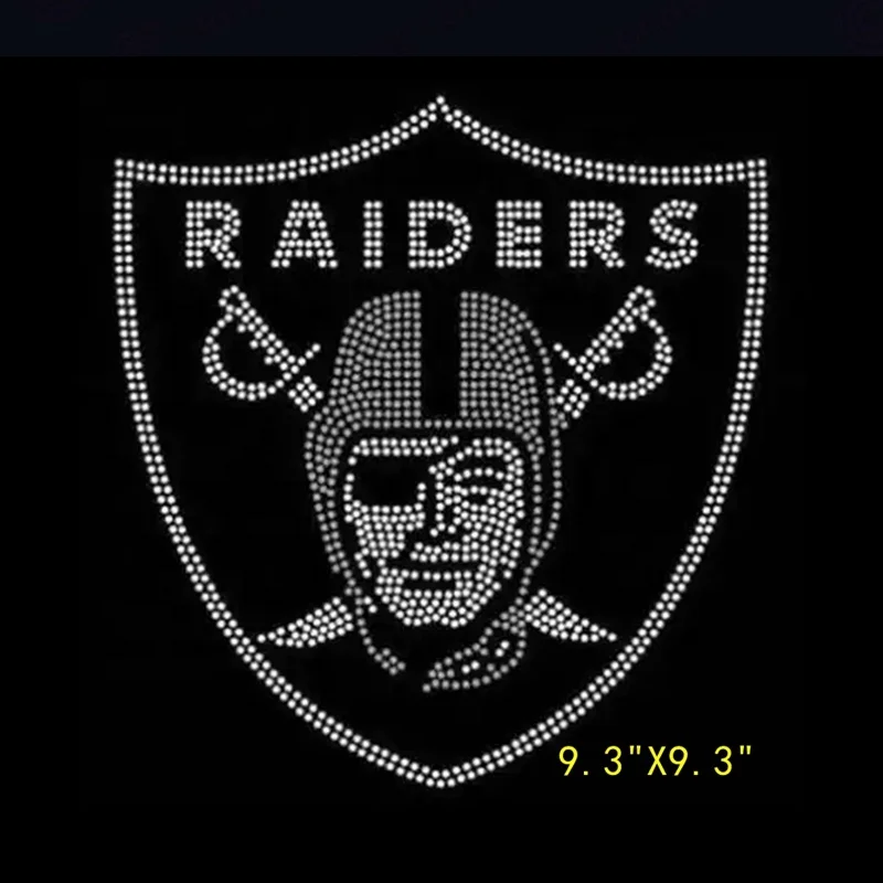 Wholesale Custom Rhinestone Raiders heat transfers  Crystal Bling  Iron on  Football Team Name Transfer Designs