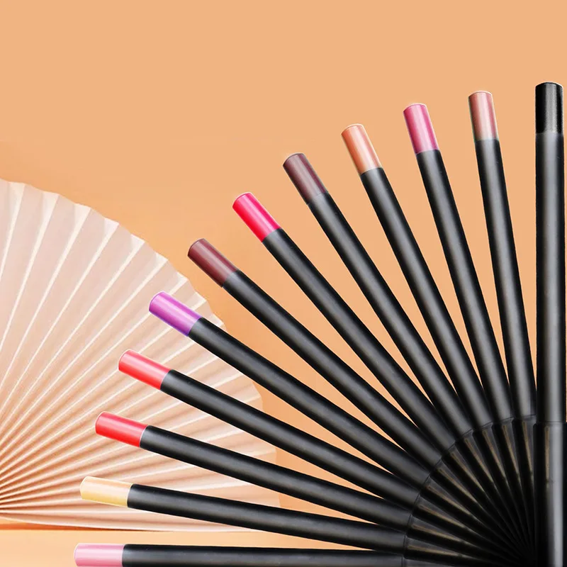 Low moq private label matte natural waterproof lip liner high pigment customized lipliner pencil
