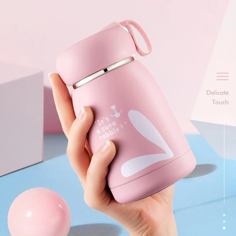 Intelligent 320ml Cute Stainless Steel Students Vacuum Flask Kids Water Bottle with Led Light Smart Bottle