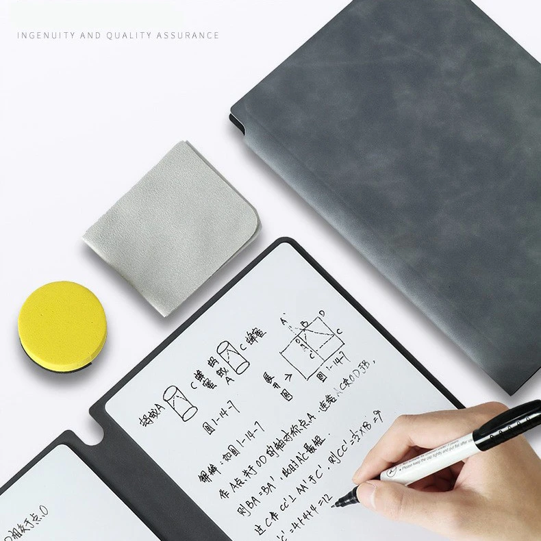 2023New product hot selling  erasable A5 waterproof whiteboard notebook with pu leather cover portable popular diary notebook