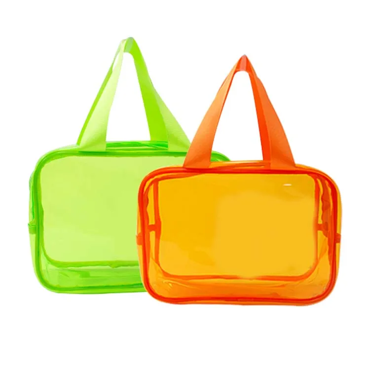 Waterproof Custom Travel Clear Women Toiletry Makeup Storage Bag Large Capacity 3 Set Green Neon Transparent PVC Cosmetic Bag