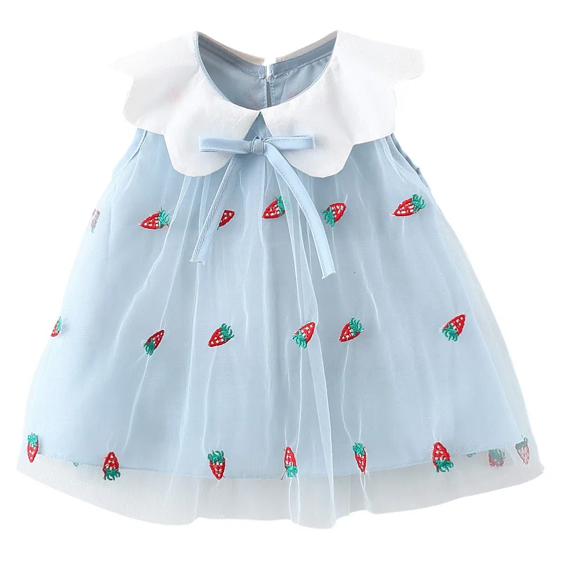 Baby Vest Sleeveless Summer Kiddie Princess Skirt With Strawberry Gauze Beautiful Dress