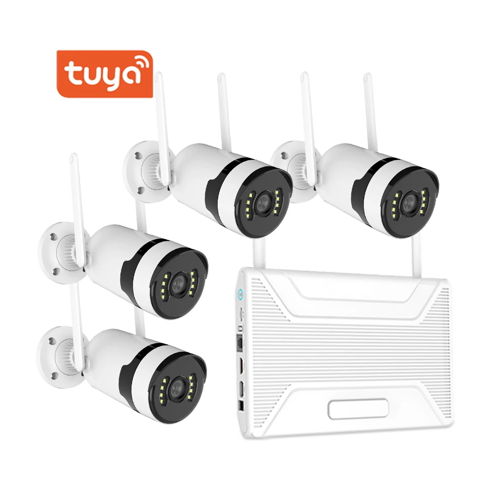 4CH 10CH Tuya 3MP 5MP HD CCTV Camera System Wifi NVR Indoor Outdoor Wireless Bullet Camera Kit