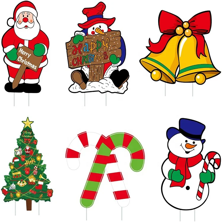 Outdoor Christmas Decorations  Santa Claus  Yard Signs with Stakes Decorations Holiday Party Yard Christmas Decoration
