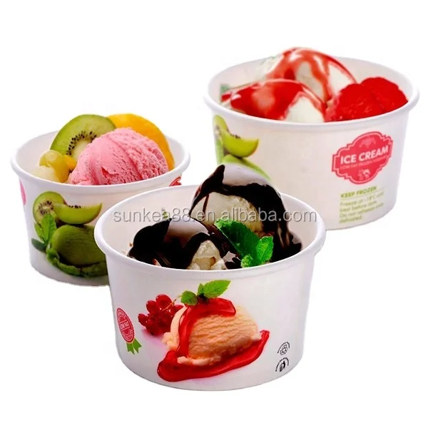 Food grade 3oz 5oz 8oz ice cream paper cup, disposable ice cream takeaway cup