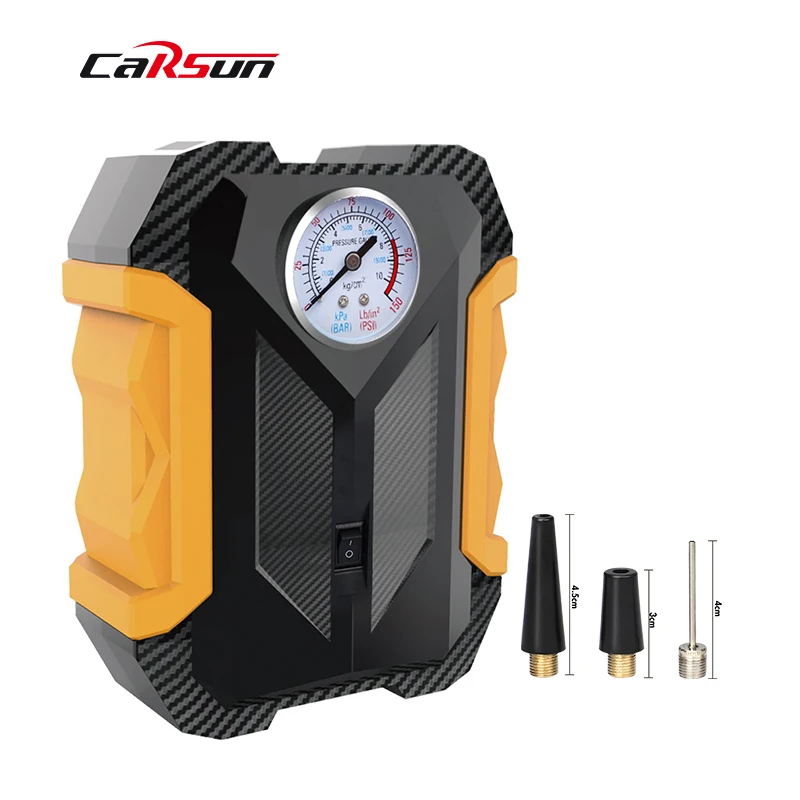 CARSUN 139904 Wired Portable Electric Air Pump Multifunctional Car Tire Inflator Automatic Stop Air Pump Car Air Compressor