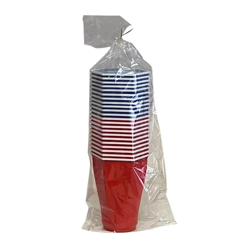 Disposable Pp Cup Custom 18 Oz Disposable Party Plastic Cups Red White Blue Beer Drinking Cups