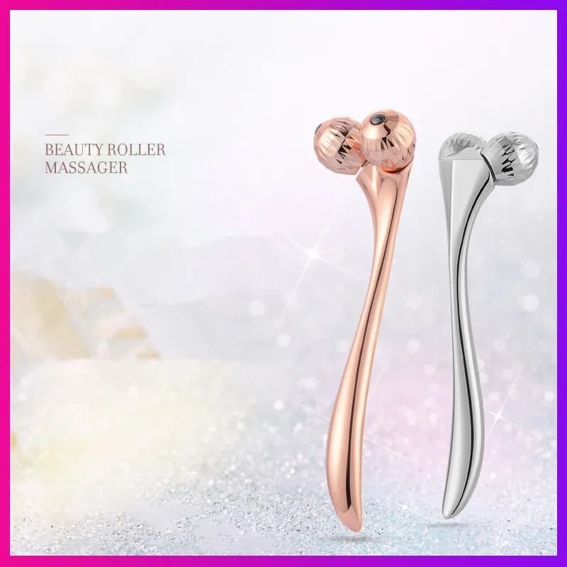 3D Facial Roller Portable press slimming metal v shaped mini ice roller Face Lift Beauty Massage Roller