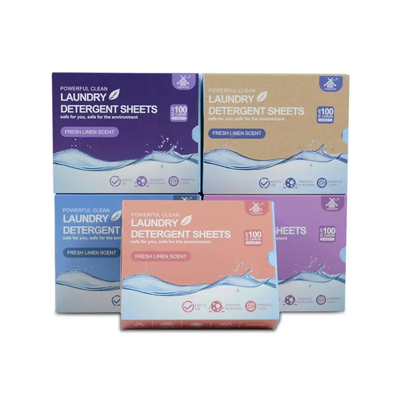 Custom powerful stain removal quickly dissolving laundry detergent sheets for home travel laundry Biodegradable