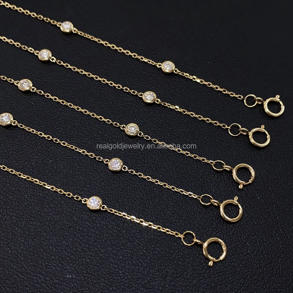 New Luxury Design 14K Au585 Real Gold Yellow CVD HPHT Lab Diamond Bracelets Charm Bracelet for Women Wedding Present Custom