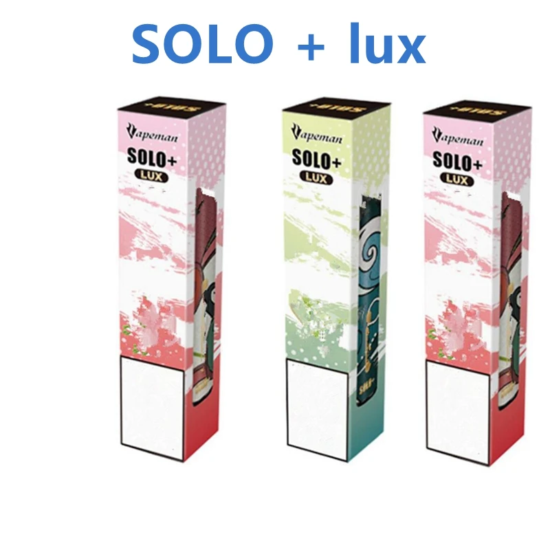 vapeman Solo Plus lux 800PUF packaging 10 colors boxes wholesale for  OEM  vape king maxx xxl max puffxxl gunpod